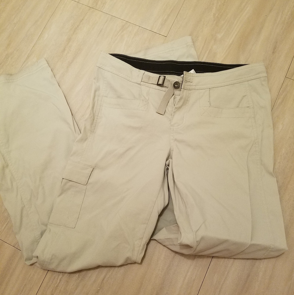 PrAna | Cream Belted Straight Leg Cargo Pants 6